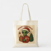 Lustiger Alien Frohe Weihnachten Tragetasche (Rückseite)