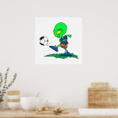 lustiger Alien Fußballspieler Poster (Küche)