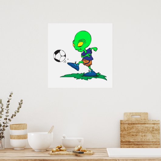 lustiger Alien Fußballspieler Poster (Küche)