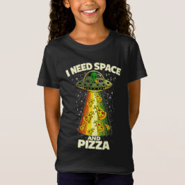Lustiger Alien-Kopf isst Pizza UFO Außerirdischer T-Shirt