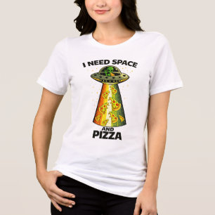 Lustiger Alien-Kopf isst Pizza UFO Außerirdischer Tri-Blend Shirt