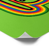 Lustiger Alien Retro Bunter Psychedelischer Regenb Poster (Ecke)