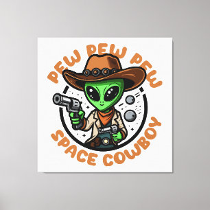 Lustiger Alien Space Cowboy Leinwanddruck