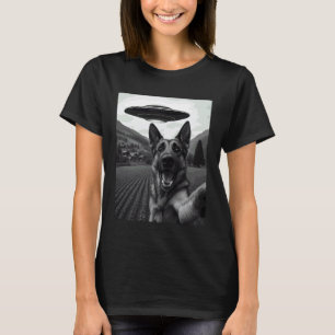 Lustiger Alien UFO Deutscher Schäferhund Entführun T-Shirt