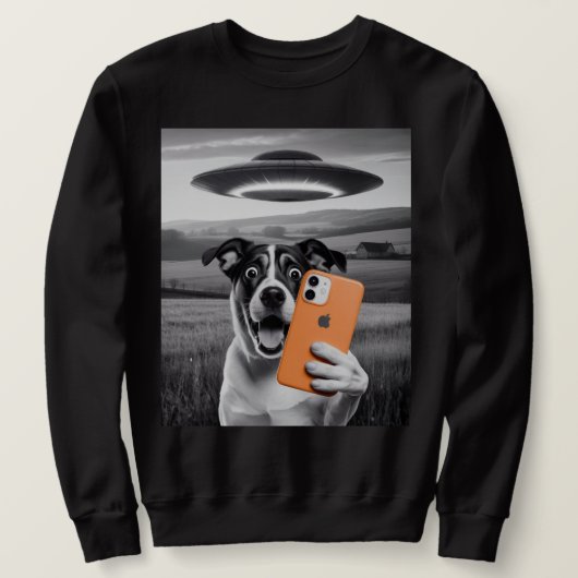 Lustiger Alien-UFO-Hund Selfie - Coole Katze & Wel Sweatshirt (Design vorne)