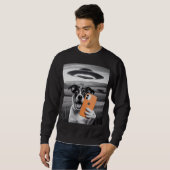 Lustiger Alien-UFO-Hund Selfie - Coole Katze & Wel Sweatshirt (Vorne ganz)