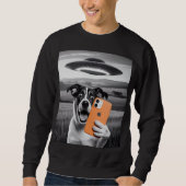 Lustiger Alien-UFO-Hund Selfie - Coole Katze & Wel Sweatshirt (Vorderseite)