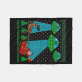 Lustiger Alien Ufo Weihnachtsmann Schlitten Hässli Fleecedecke (Vorderseite (Horizontal))