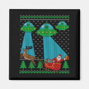 Lustiger Alien Ufo Weihnachtsmann Schlitten Hässli Magnet