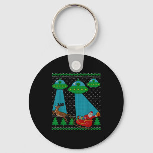 Lustiger Alien Ufo Weihnachtsmann Schlitten Hässli Schlüsselanhänger