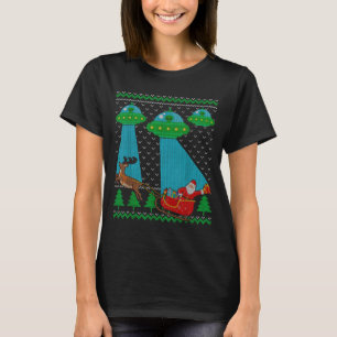 Lustiger Alien Ufo Weihnachtsmann Schlitten Hässli T-Shirt