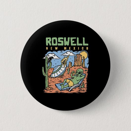 Lustiger Alien-Urlaub in der Wüste von Roswell New Button (Vorderseite)