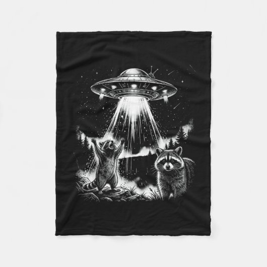 Lustiger Alien-Waschbär-UFO-Männer-Frauen  Fleecedecke (Vorderseite)