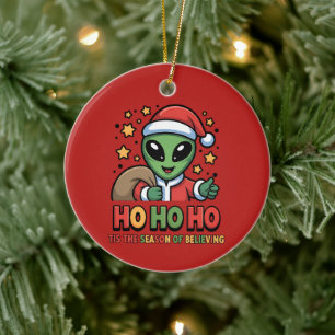 Lustiger Alien Weihnachtsmann Keramik Ornament