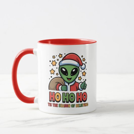 Lustiger Alien Weihnachtsmann Tasse (Links)