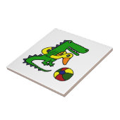 Lustiger Alligator am Strand Cartoon Fliese (Seite)
