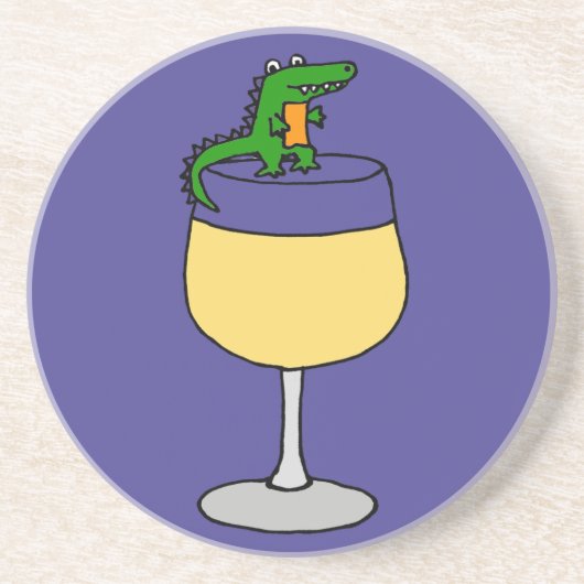 Lustiger Alligator auf Wein-Glas Getränkeuntersetzer (Vorne)