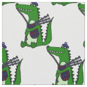Lustiger Alligator, der Dudelsack-Kunst spielt Stoff (Nahaufnahme)