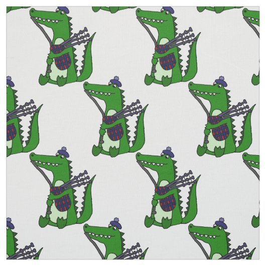 Lustiger Alligator, der Dudelsack-Kunst spielt Stoff (Muster)