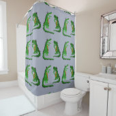 Lustiger Alligator, der mit Krokodil-Kunst spricht Duschvorhang (Beispiel)