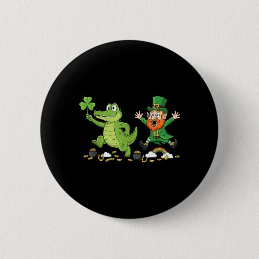 Lustiger Alligator Klee St Patricks Day Damen Herr Button (Vorderseite)