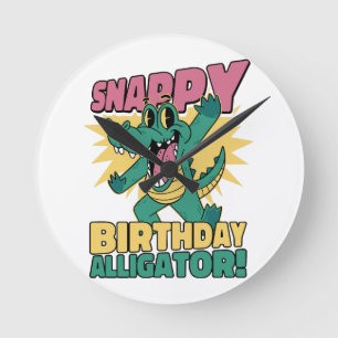 Lustiger Alligator-Liebhaber und Geburtstags-Kroko Runde Wanduhr