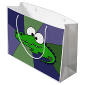 Lustiger Alligatorabstrakte Geschenk-Tasche Große Geschenktüte (Rückseite Schrägansicht)