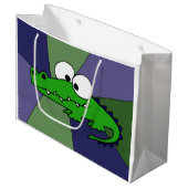 Lustiger Alligatorabstrakte Geschenk-Tasche Große Geschenktüte (Vorderseite Schrägansicht)