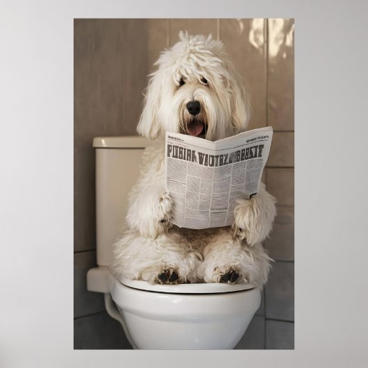 Lustiger Alter Englischer Schäferhund Badezimmer D Poster (Vorne)