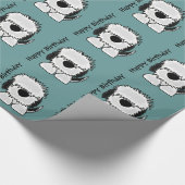 Lustiger alter englischer Schäferhund-Cartoon Geschenkpapier (Ecke)