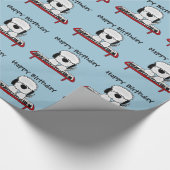 Lustiger alter englischer Schäferhund, der Geschenkpapier (Ecke)