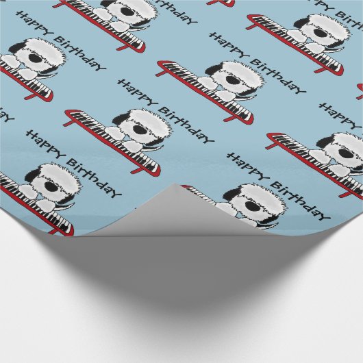 Lustiger alter englischer Schäferhund, der Geschenkpapier (Ecke)