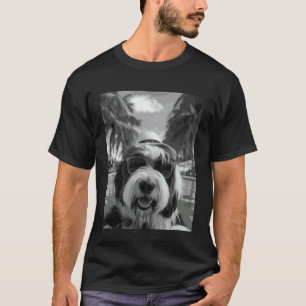 Lustiger Alter Englischer Schäferhund Selfie Hund T-Shirt