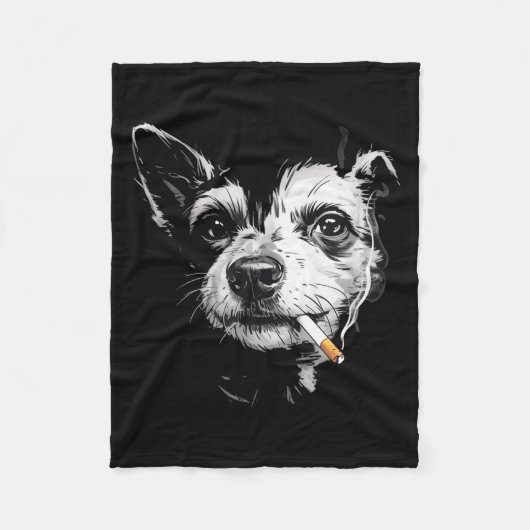 Lustiger alter Jazz-Hund raucht Zigarette Fleecedecke (Vorderseite)