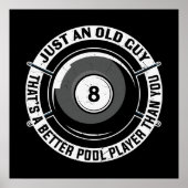 lustiger alter Mann Billiards Wortsportart Poster (Vorne)