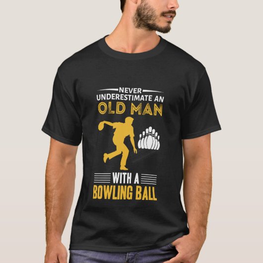 lustiger alter Mann Bowling Sportart T-Shirt (Vorderseite)