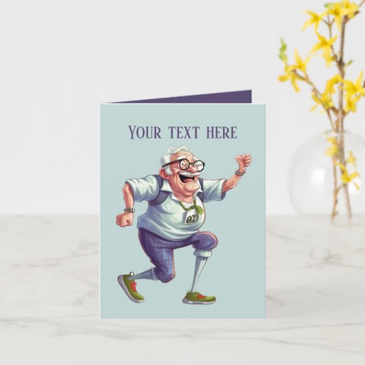 lustiger alter Mann hinzufügen Nachricht Karte (Gelbe Blume)