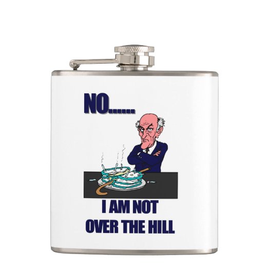 Lustiger alter Mann nicht über dem Flachmann (Vorderseite)