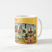 Lustiger alter Missouri-Gruß-Postkartenbecher Kaffeetasse (VorderseiteRechts)