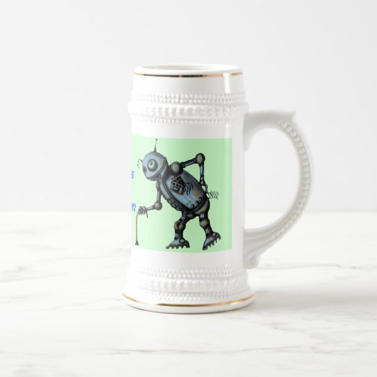 Lustiger alter Roboterbier-Tassenentwurf Bierglas (Rechts)