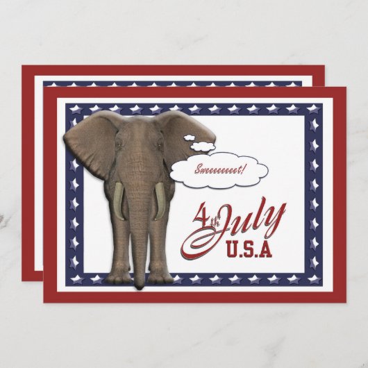 Lustiger am 4. Juli Unabhängigkeitstag Einladung (Vorne/Hinten)