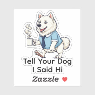 Lustiger American Eskimo Dog Geschäftsanzug Kaffee Aufkleber