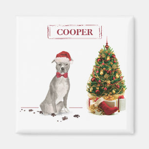 Lustiger American Staffordshire Terrier Weihnachts Magnet