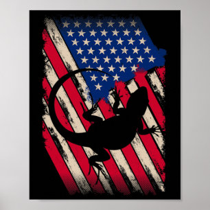 Lustiger Amerika Bartagame Amerikanische Flagge Gl Poster
