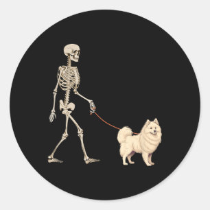 Lustiger Amerikanischer Eskimohund-Skelett-Hund be Runder Aufkleber