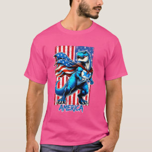 Lustiger amerikanischer Flagge-Dinosaurier 4. Juli T-Shirt