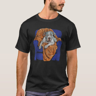 Lustiger amerikanischer Pit Bull Terrier Hund sitz T-Shirt