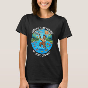 Lustiger Angel-Cartoon-Fischer-Angler-Witz T-Shirt