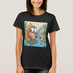 Lustiger Angel-Comicfisch – Humorvolle Angler-Pon T-Shirt