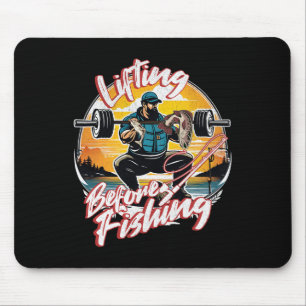 Lustiger Angel-Fischer Ein Gewichtheben-Gym Bodybu Mousepad